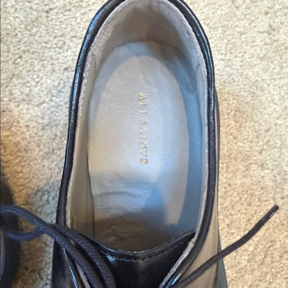 All Saints Women's Glossy Black Loafers